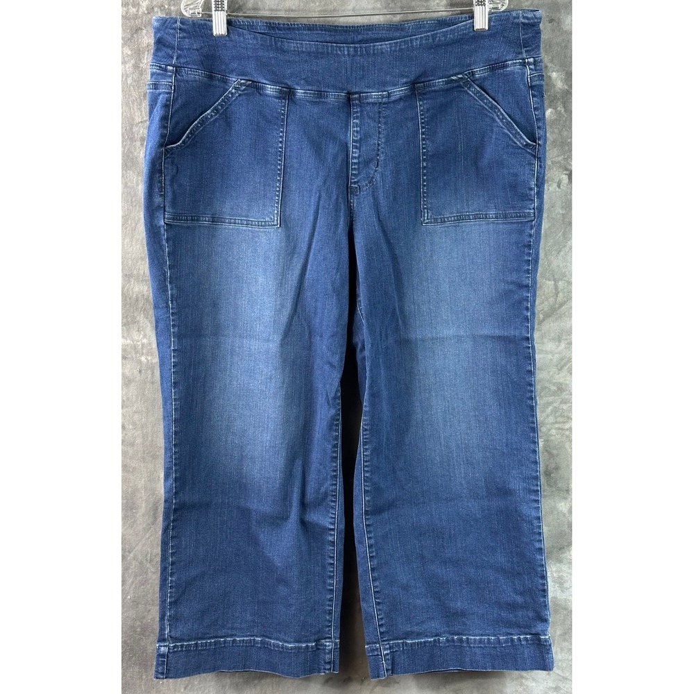 Belle by Kim Gravel Blue Denim Wide Leg Cropped Jeans sz 22W (15970)